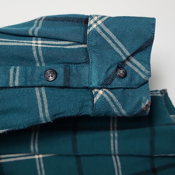 SANCTUARY Women's Plaid Teal Button Up Front Pockets Boyfriend Shirt Size Small - Picture 12 of 16